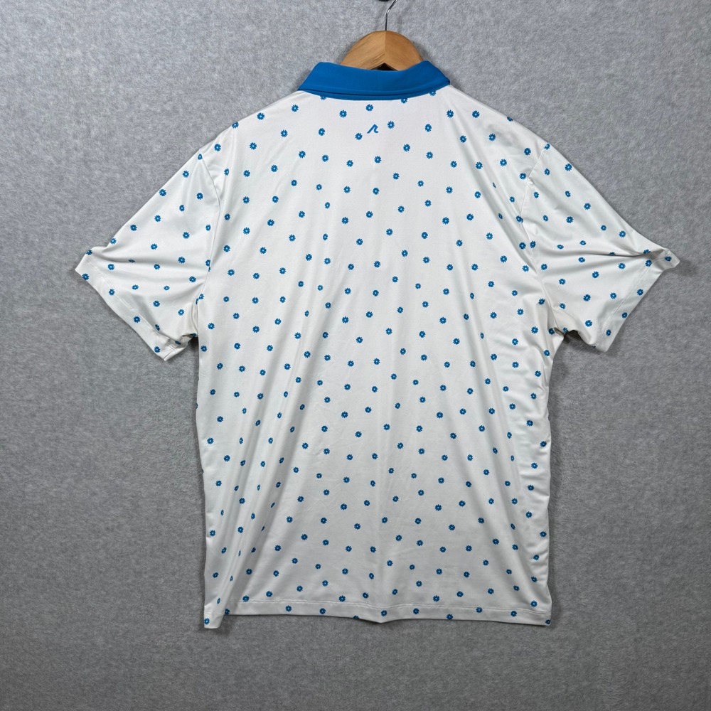 Redvanly Mens XL Golf Polo Shirt White Blue Floral Daisy Print Performance Short - Picture 8 of 11
